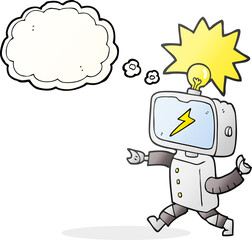 thought bubble cartoon little robot