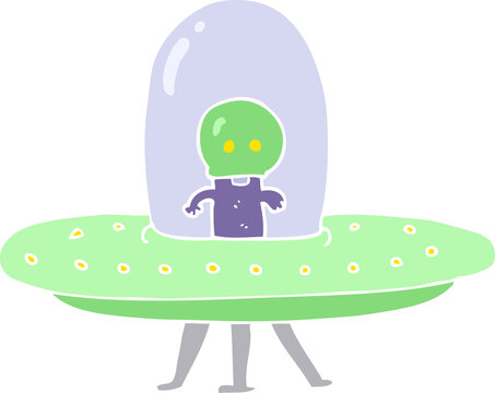 flat color illustration of a cartoon flying saucer