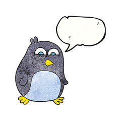 speech bubble textured cartoon penguin