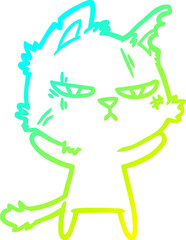 cold gradient line drawing tough cartoon cat