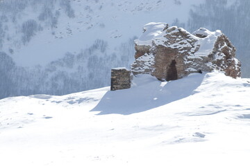 winter landscape and architectural structures in nature