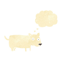 cartoon little dog with thought bubble