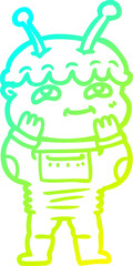 cold gradient line drawing surprised cartoon spaceman
