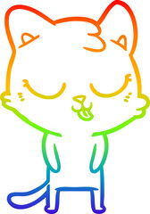 rainbow gradient line drawing cartoon cat