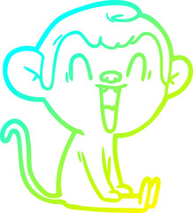 cold gradient line drawing cartoon laughing monkey