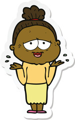 Obraz premium sticker of a cartoon happy old lady