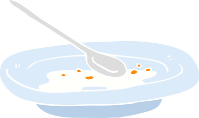 flat color illustration of a cartoon empty cereal bowl