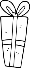 line drawing cartoon wrapped gift