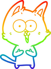 rainbow gradient line drawing funny cartoon cat