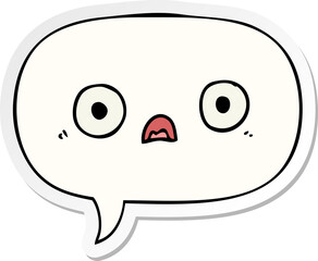 cute cartoon face and speech bubble sticker