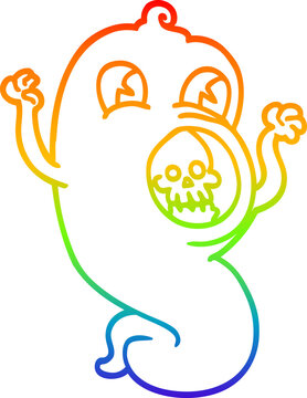 recommend clip art: rainbow gradient line drawing cartoon ghost