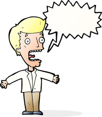 cartoon screaming man with speech bubble