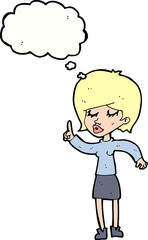 cartoon woman with idea with thought bubble