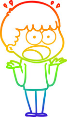 rainbow gradient line drawing cartoon shocked man