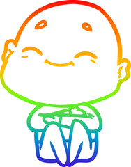 rainbow gradient line drawing happy cartoon bald man