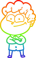 rainbow gradient line drawing cartoon happy man