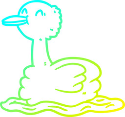 cold gradient line drawing swimming duck