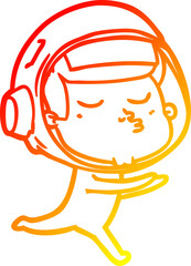 warm gradient line drawing cartoon confident astronaut