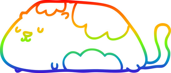 rainbow gradient line drawing cartoon cat