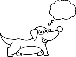 thought bubble cartoon happy little dog