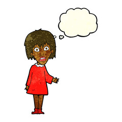 Obraz premium cartoon shocked woman with thought bubble