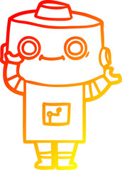 warm gradient line drawing cartoon robot