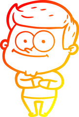 warm gradient line drawing cartoon happy man