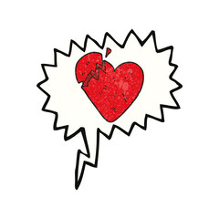 speech bubble textured cartoon broken heart