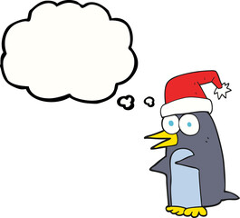 thought bubble cartoon christmas penguin