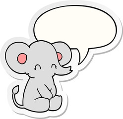 cute cartoon elephant and speech bubble sticker