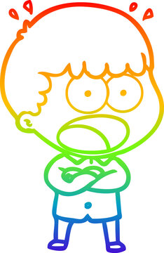 recommend clip art: rainbow gradient line drawing cartoon shocked man