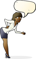 cartoon businesswoman explaining with speech bubble