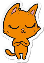 sticker of a calm cartoon cat
