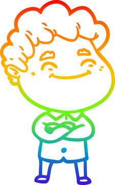 recommend clip art: rainbow gradient line drawing cartoon friendly man