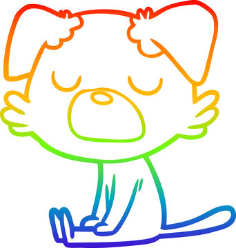recommend clip art: rainbow gradient line drawing cartoon dog