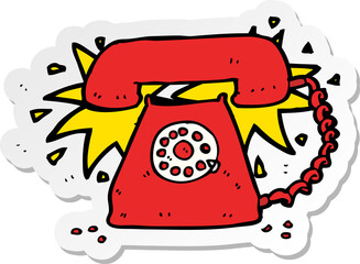 sticker of a cartoon ringing telephone