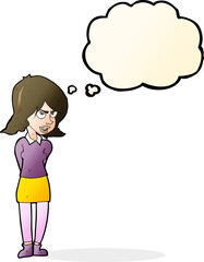 cartoon annoyed woman with thought bubble