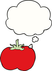 cartoon tomato and thought bubble