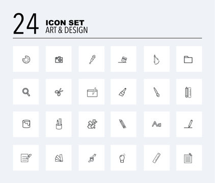 24 ICON SET ABOUT ART, DESIGN, PHOTOGRAPHY, MUSIC, CULTURE, PAINT AND MORE
