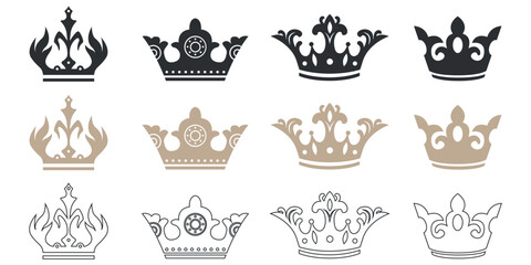 Crown icon set ( for ranking) .three colors (gold/silver/bronze)