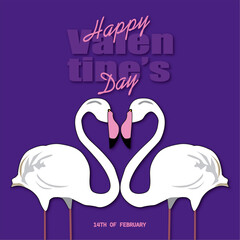 Vector valentines day greeting card with flamingos