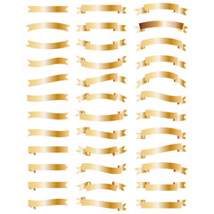 Golden ribbon banner set.Vector illustration.