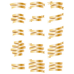 Golden Web Ribbons Set With Gradient Mesh, Isolated On White Background, Vector Illustration