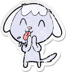 distressed sticker of a cute cartoon dog