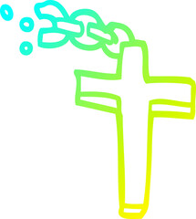 cold gradient line drawing cartoon silver cross