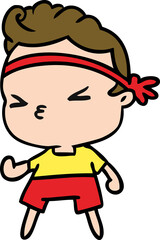 cartoon kawaii working out boy