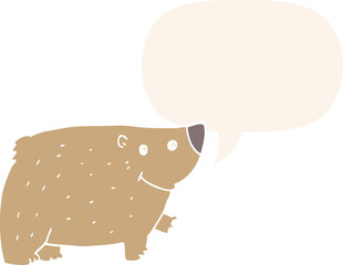 cartoon bear and speech bubble in retro style