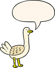 cartoon bird and speech bubble in comic book style
