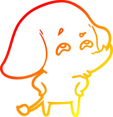 warm gradient line drawing cartoon elephant remembering