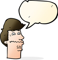 cartoon nervous man with speech bubble